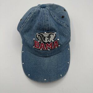 Rare Vintage Cap Hat Alabama Blue Denim Crimson Tide Bama Roll Tide Rhinestone